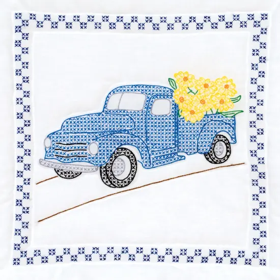 Jack Dempsey Stamped White Quilt Blocks 18"X18" 6/Pkg-Flower Delivery {2}