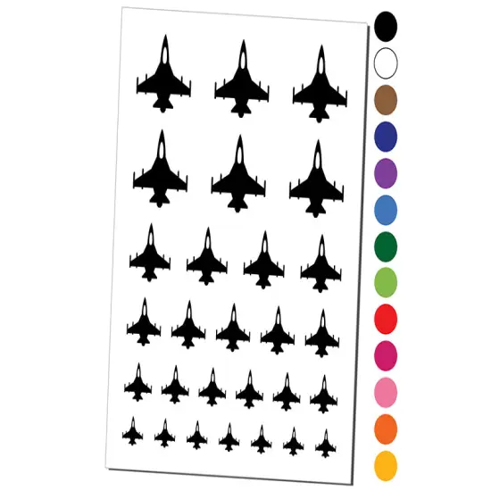 Fighter Jet Military Airplane Temporary Tattoo Water Resistant Fake Body Art Set Collection White {1}
