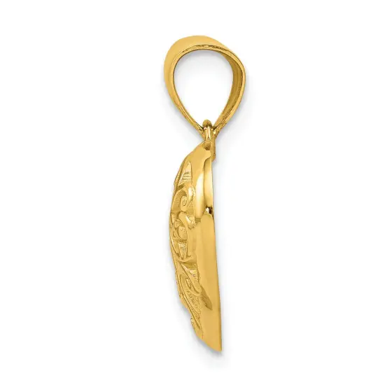 10K Gold Diamond Cut Heart Charm Pendant Jewelry 17 x 12mm {3}