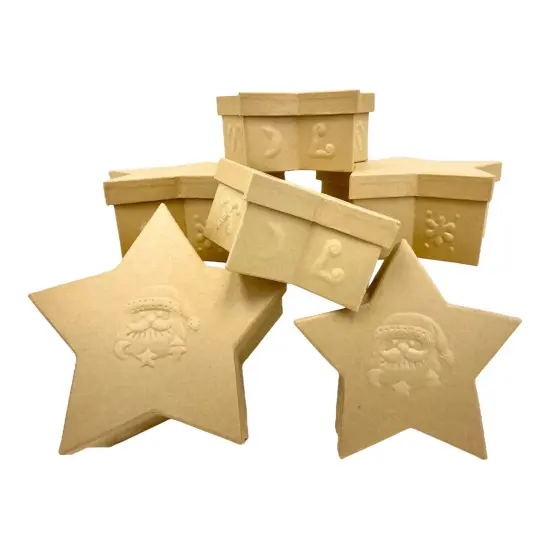 Value Pack of 3 Star Box with Embossed Santa- 2 pc. Set {1}