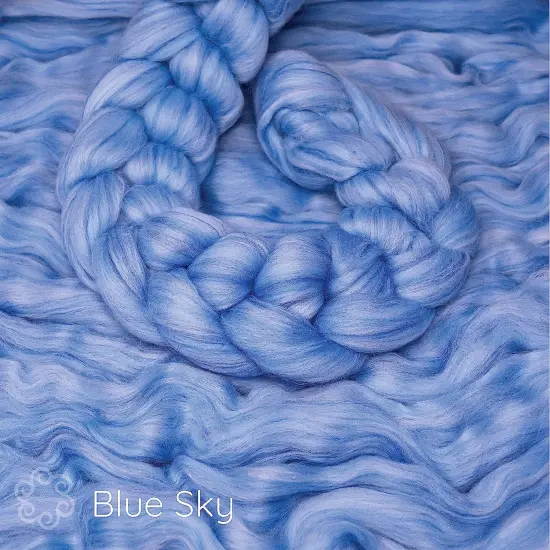 100% Superfine Merino Fiber: Winner's Circle. Soft Combed Top Roving Color Blend for Spinning, Felting, Weaving Blue Sky {3}