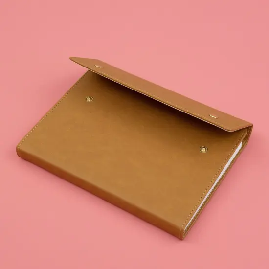 AC Point Planner Snap Leatherette Planner 6"X8"-Brown - Dot Grid - 120 Sheets {4}