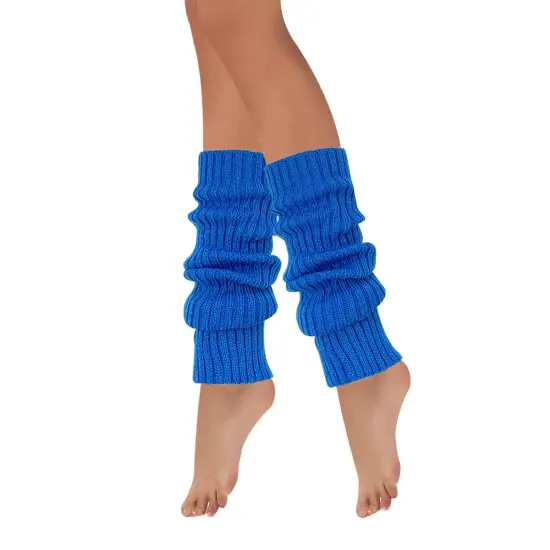 Wrapables 80's Style Neon Fluorescent Ribbed Leg Warmers, Blue {3}