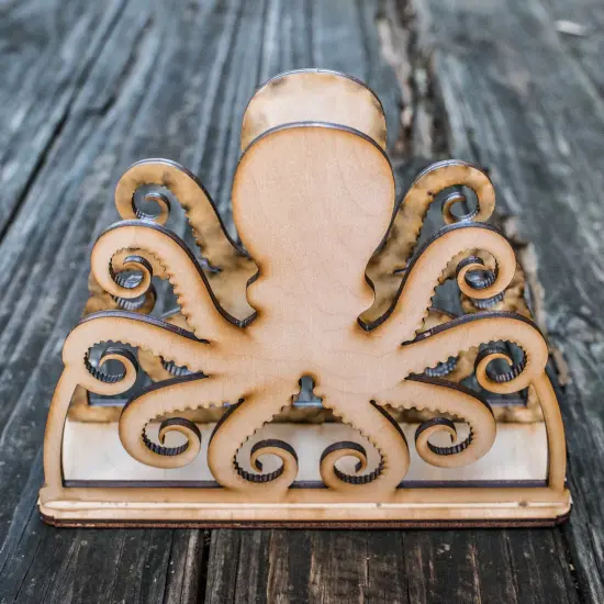 Napkin Holder - Octopus - Raw Wood Craft {1}