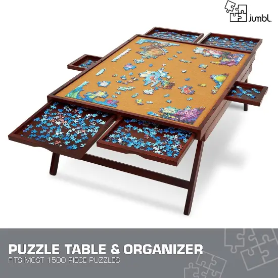 Jumbl 1500 Piece Puzzle Board, 27&rdquo; x 35&rdquo; Wooden Jigsaw Puzzle Table Board White {3}