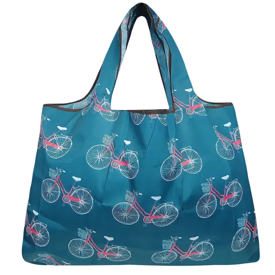 Wrapables Large Foldable Tote Nylon Reusable Grocery Bag Biycycles {2}
