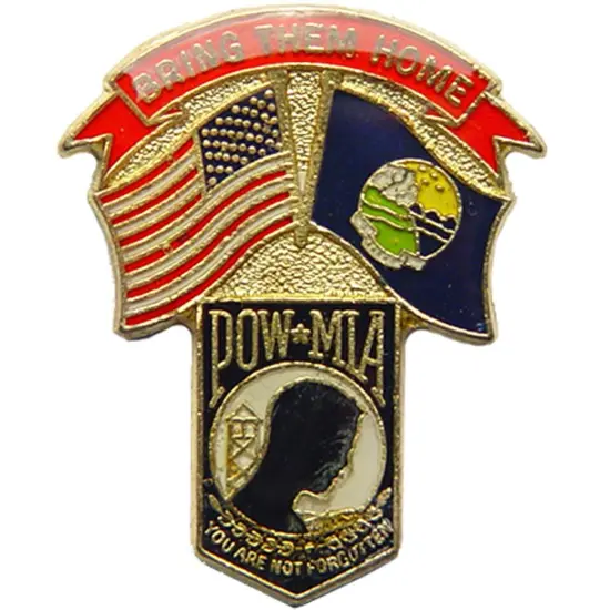 American POW & Montana Flags Pin 1 1/4" {1}