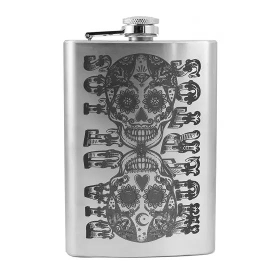 8oz Dia De Los Muertos Stainless Steel Flask {1}