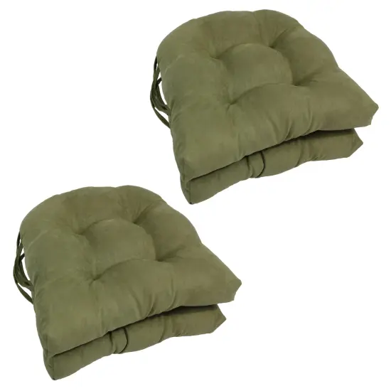 16-inch Solid Micro Suede U-shaped Tufted Chair Cushions (Set of 4) - Sage {1}