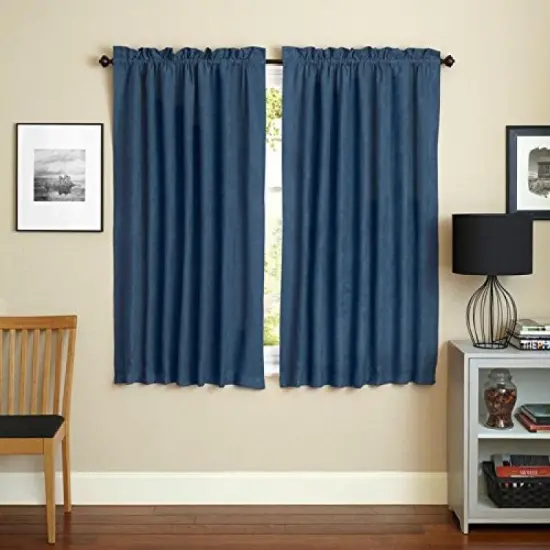 Blazing Needles 63-inch by 52-inch Microsuede Blackout Curtain Panels (Set of 2) - Indigo {1}