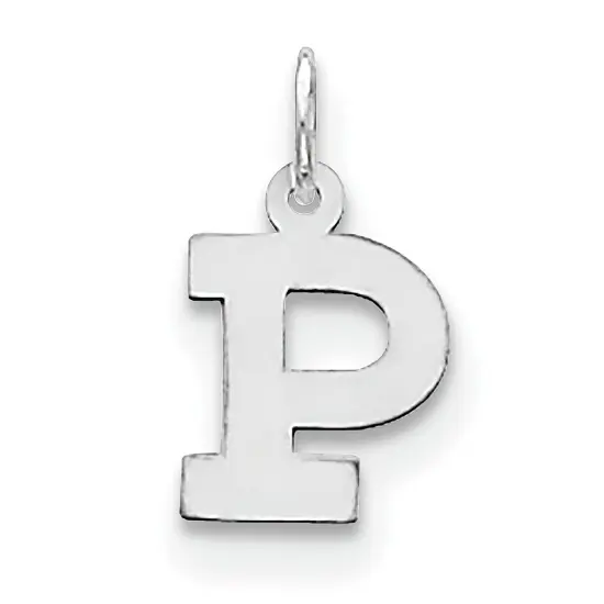 Sterling Silver Small Block Initial Letter P Charm Jewerly 16mm x 10mm {1}
