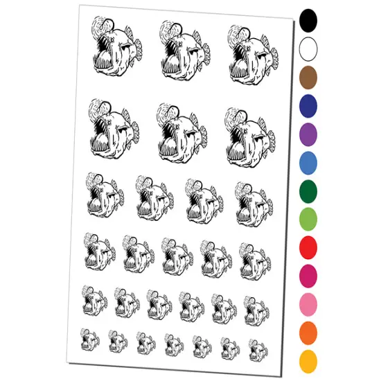 Creepy Scary Angler Fish Temporary Tattoo Water Resistant Fake Body Art Set Collection Red {1}