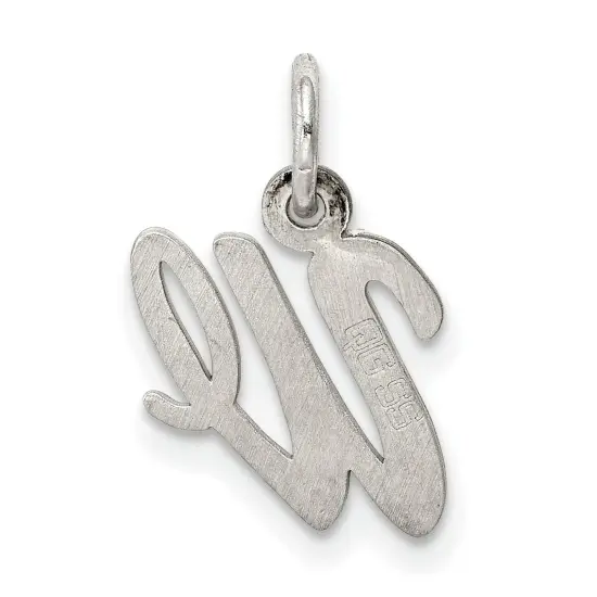 Sterling Silver Small Script Initial Letter W Charm Jewerly 16mm x 8mm {3}