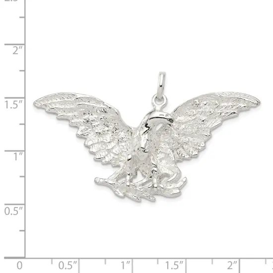 Sterling Silver Eagle Pendant Charm Bird Jewelry 35mm x 49mm {2}