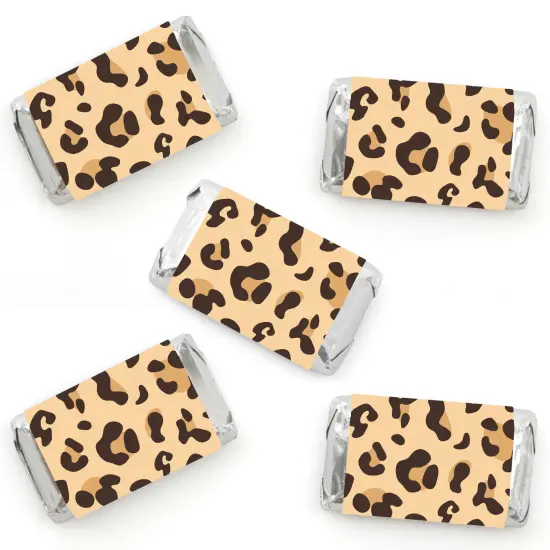Big Dot of Happiness Leopard Print - Mini Candy Bar Wrapper Stickers - Cheetah Party Small Favors - 40 Count {1}