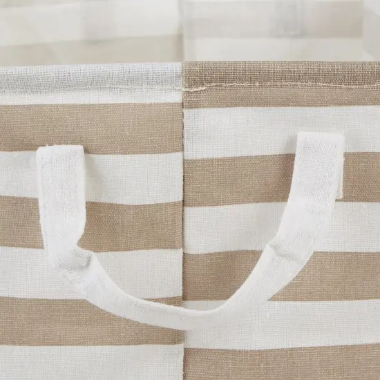 DII PE-Coated Cotton Polyester Laundry Bin Stripe Stone Rectangle Extra Large 12.5x17.5x10.5 (Set of 2) {3}