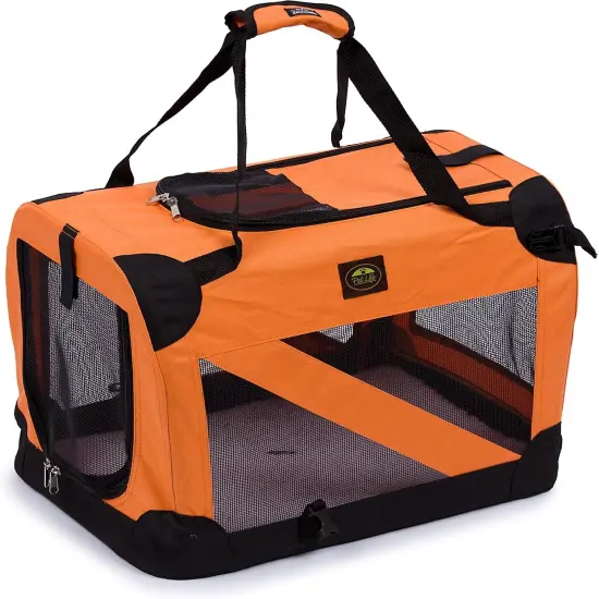 Pet Life Folding Zippered 360&deg; Vista View House Pet Crate Orange-L {4}