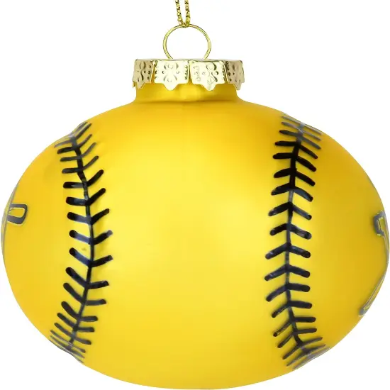 Tree Buddees x Savannah Bananas Yellow Banana Ball Baseball Shaped Glass Christmas Ornament (Banana Ball) {3}
