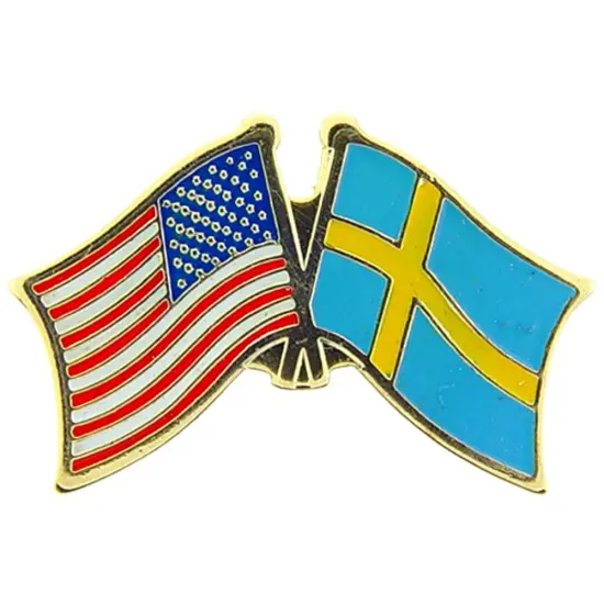 American & Sweden Flags Pin 1" {1}