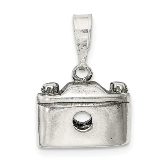 Sterling Silver Antiqued Camera Charm Pendant Jewelry 11mm x 13mm {4}