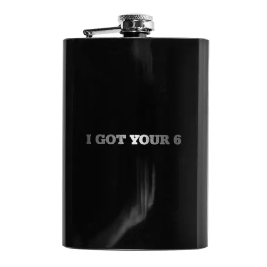 8oz BLACK I Got Your 6 Flask {1}