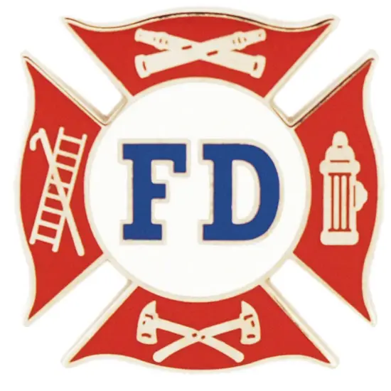 FD Fire Department Shield Pin 1" {1}