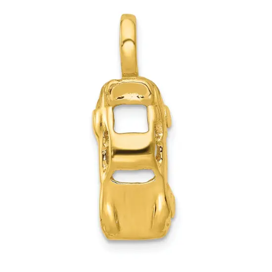 14K Yellow Gold 3D Sports Car Charm Polished Jewelry 20mm x 10mm {1}
