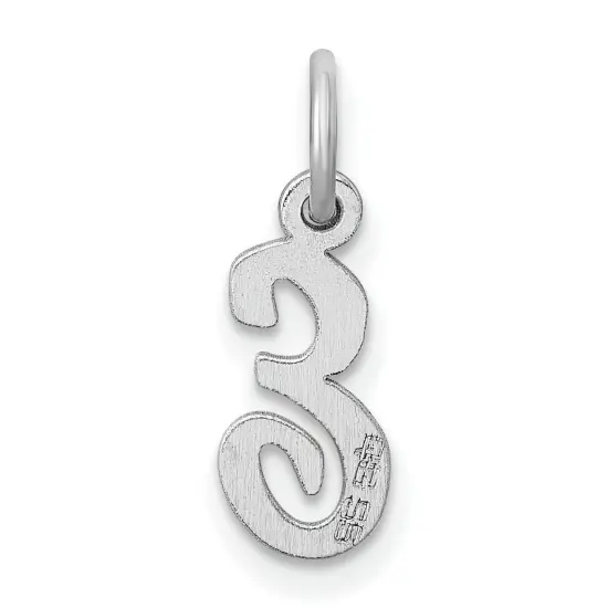 Sterling Silver Small Script Initial Letter E Charm Jewerly 16mm x 8mm {4}
