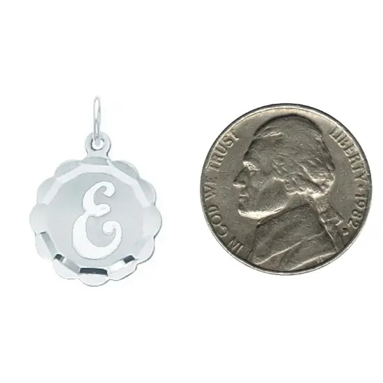 Sterling Silver Brocaded Lower Case Initial E Charm Jewerly 22mm x 16mm {2}