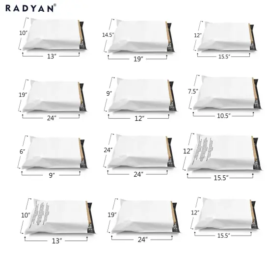 Glossy White Poly Bag Mailer Envelopes | RADYAN&reg; {1}