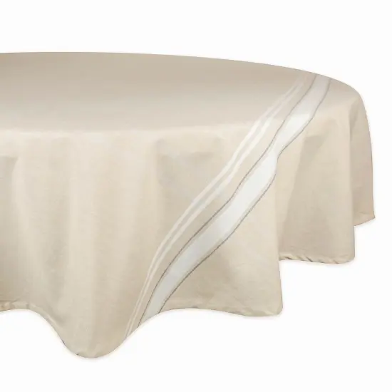 DII White French Stripe Tablecloth 70 Round {1}