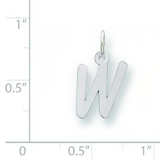 Sterling Silver Small Initial Letter W Charm Pendant Jewerly 19mm x 8mm {3}