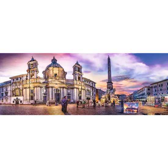 Panorama 500 Piece Jigsaw Puzzle, Piazza Navona, Rome, Italy, Fountain of the Four Rivers, European Cities Puzzle, Adult Puzzles, Trefl 29501 {2}
