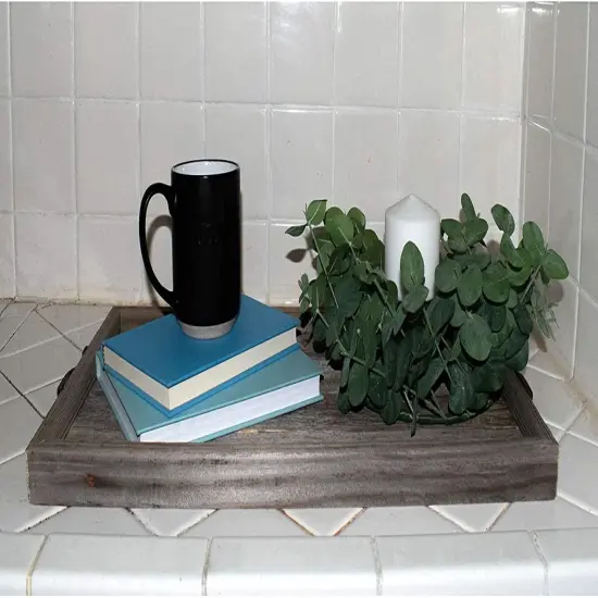 Rustic Farmhouse Large Decorative 24.5 in. x 13 in. Reclaimed Wood Breakfast Platter Tray {3}