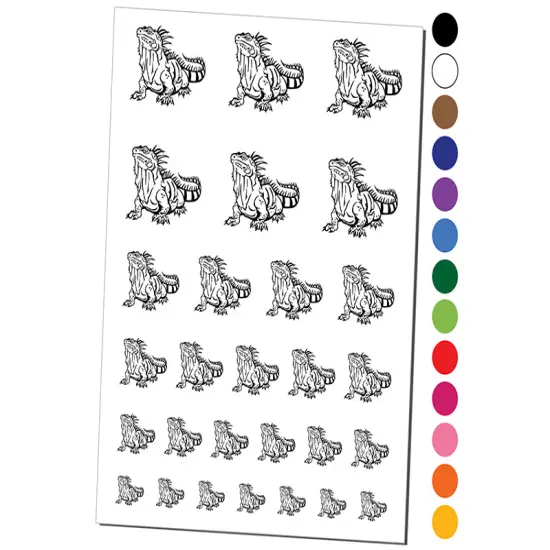 Lazy Lounging Lizard Iguana Temporary Tattoo Water Resistant Fake Body Art Set Collection Red {1}