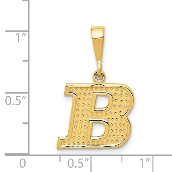 14K Yellow Gold Initial B Charm Letter Pendant Jewelry 26mm x 15mm {3}