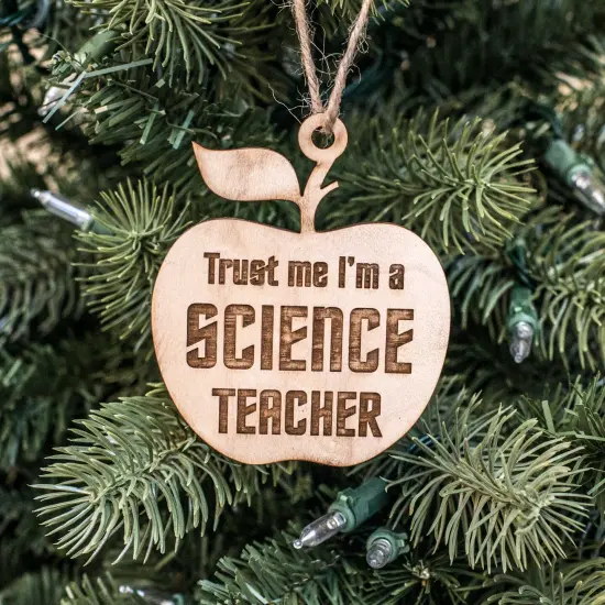 Ornament - Trust Me I'm a Science Teacher - Raw Wood 3x3in {1}