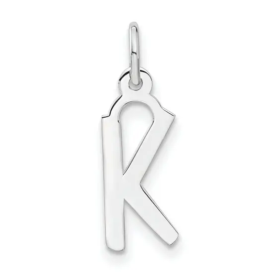 Sterling Silver Medium Slanted Block Initial K Charm {1}
