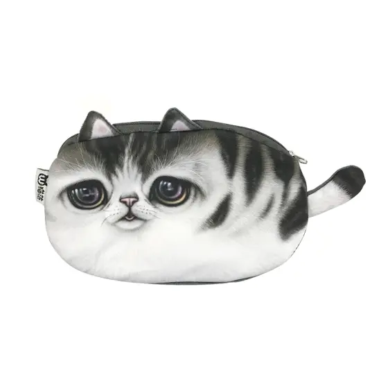Wrapables Cat Face Cosmetic Pouch Pencil Case (Set of 2) Sad Grumpy {2}