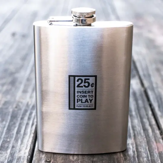 8oz Insert to Play Stainless Steel Flask {2}