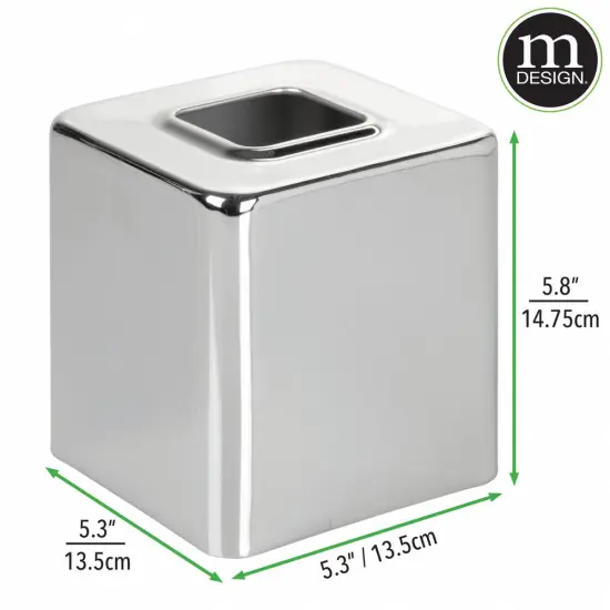 mDesign Modern Square Metal Paper Facial Tissue Box Cover Holder {3}