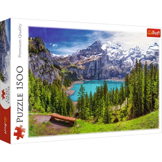 1500 Piece Jigsaw Puzzles, Lake Oeschinen, Switzerland Alps Puzzles, Mountain Lake Wilderness Puzzles, Adult Puzzles, Trefl 26166 {1}