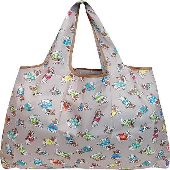 Wrapables Large Foldable Tote Nylon Reusable Grocery Bag, 3 Pack Playful Animals {2}