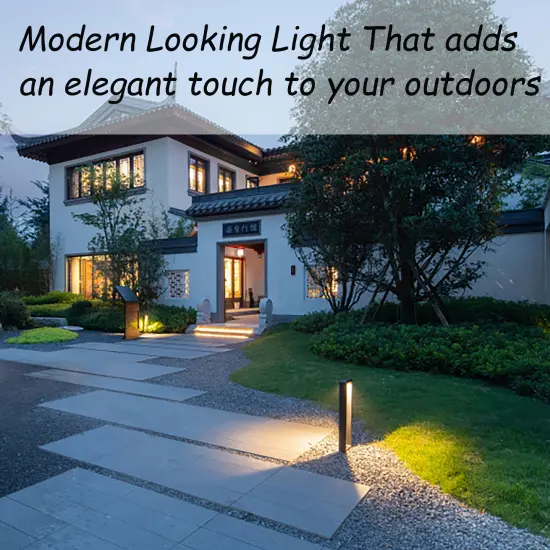 Decorative Driveway Bollard Rectangle LED Garden Light, Large Black Aluminum Pathway Yard Outdoor Light {3}