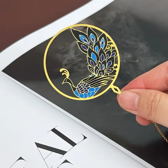 Wrapables Metallic Bookmark with Pendant for Book Lovers and Readers, Peacock {5}
