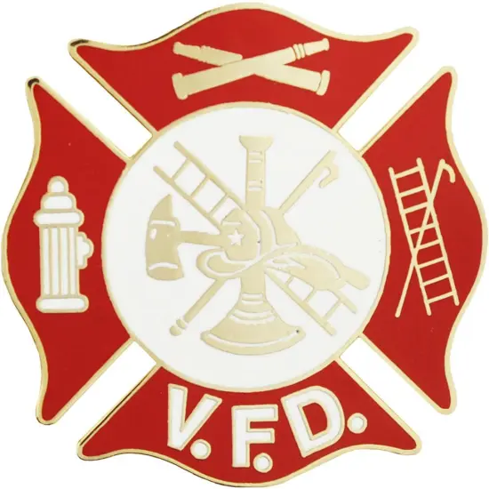 Volunteer Fire Department Logo Pin Red 1 1/2" {1}
