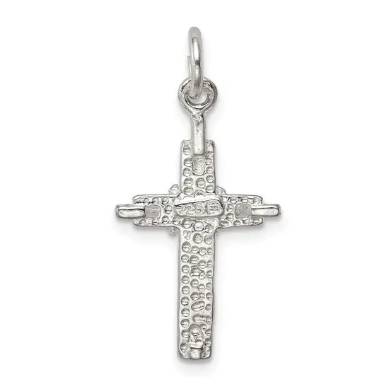 Sterling Silver Crucifix Charm Religious Jewelry 28mm x 13mm {3}