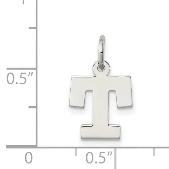 Sterling Silver Small Block Initial Letter T Charm Jewerly 16mm x 10mm {4}