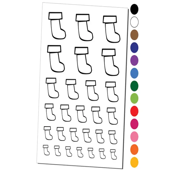 Christmas Xmas Stocking Doodle Temporary Tattoo Water Resistant Fake Body Art Set Collection Orange {1}