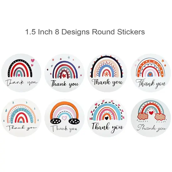 Wrapables 1.5 inch Rainbow Thank You Stickers Roll, Sealing Stickers and Labels for Boxes, Envelopes, Bags, Small Businesses, Weddings, Parties (500pcs) {2}